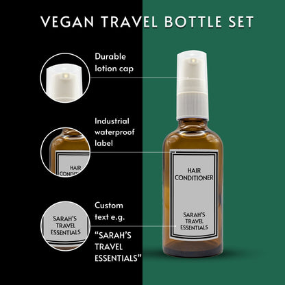  Reusable Amber Travel Bottle Set With Custom Labels [100ml]