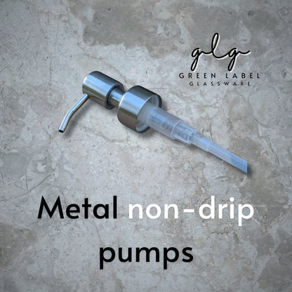 Drip-free metal stainless steel soap pump in silver | Easy clean | No mess pump