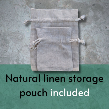 Free natural linen storage pouch with each purchase for amber or travel glass soap dispensers